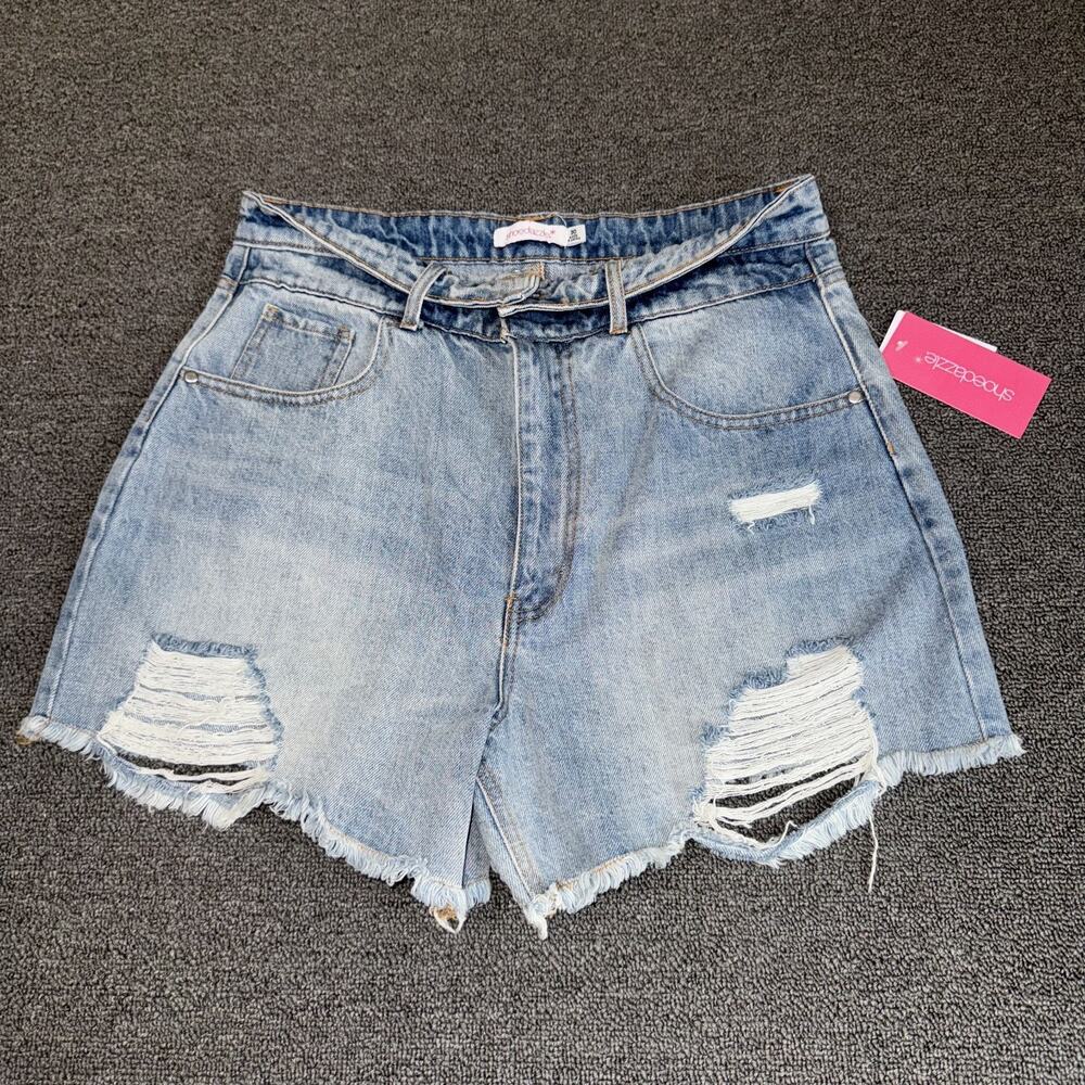 Shoedazzle Denim Shorts Womens 30 Blue Distressed High Rise Casual Frayed Hem